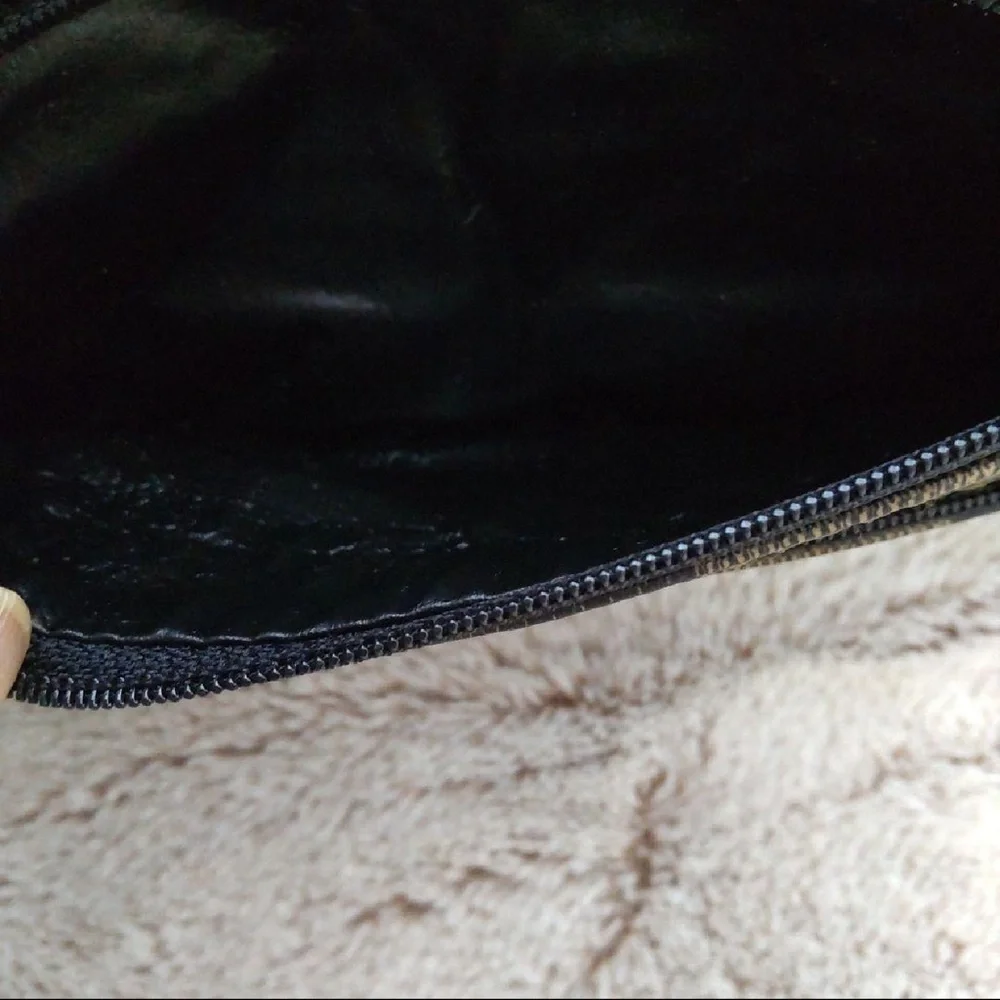 Fendi Vintage Brown Black Canvas Striped Zucca Pouch Clutch - Picture 7 of 11